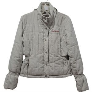 Vintage Eckored Women's Puffer Coat With Hoodie Medium Beige